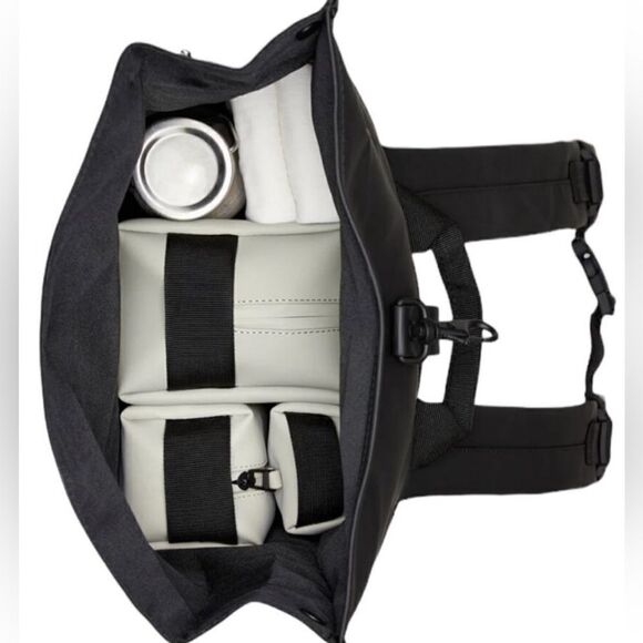 NWT RAINS Rolltop Rucksack Mesh Backpack Camo Gray/Black Waterproof main image 5